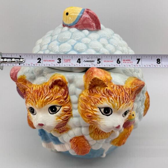Vintage ANCO Kitten Cat Ceramic Cookie Jar & Lid Bubble Bath With Fish 1970's - Picture 13 of 13